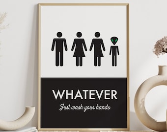 Unisex Bathroom Sign, Funny Bathroom Print, Unisex Bathroom, Family Bathroom, Transgendered Bathroom