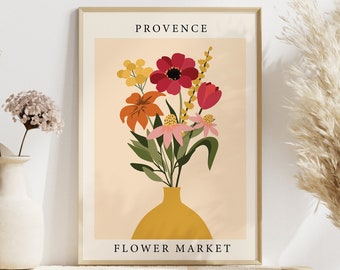 Provence Print - Flower Market Art Print - Floral Wall Art - Flower Print - Botanical Artwork - Colourful Art - Boho Art