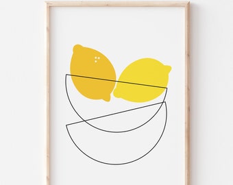 Lemon Print - Kitchen Wall Art - Lemon Wall Art - Lemon Decor - Kitchen Print - Yellow Kitchen Art - Kitchen Fruit Print