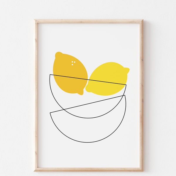 Lemon Print - Kitchen Wall Art - Lemon Wall Art - Lemon Decor - Kitchen Print - Yellow Kitchen Art - Kitchen Fruit Print