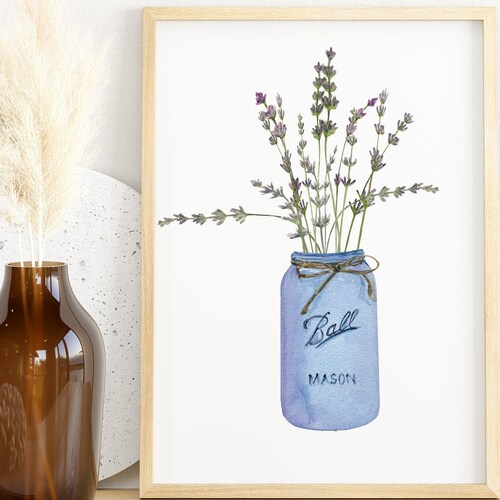 Mason Jar Prints Kitchen Wall Art Farmhouse Kitchen Rustic Etsy