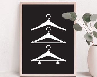 Laundry Room Art, Hangers Art Print, Laundry Sign, Laundry Room Decor, Black and White, Clothes Hangers, Laundry Print