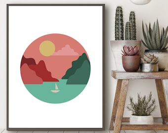 Abstract Landscape - Geometric Landscape - Nordic Art - Minimalist Landscape - Minimalist Art - Mountains Print