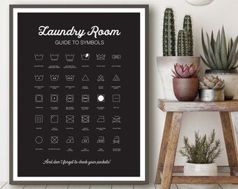 Laundry Symbols Art Print - Laundry Room Art - Laundry Rules - Laundry Room Decor - Cheat Sheet