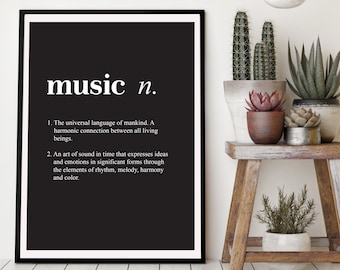 Music Definition - Music Print - Musician Gift - Wall Art - Gift for Music Teacher
