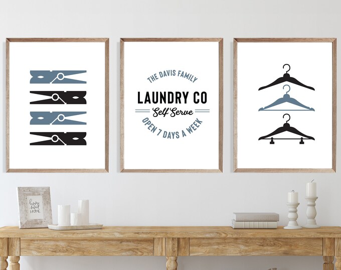 Laundry Room Art Set of Three Laundry Wall Art Wall Art Set ...