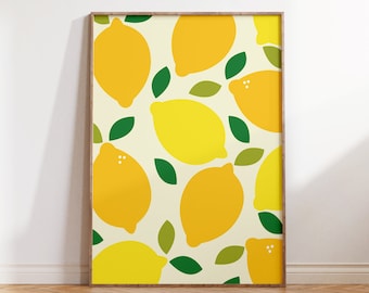 Lemon Art - Kitchen Wall Art - Lemon Pattern - Lemons - Lemon Decor - Lemon Print