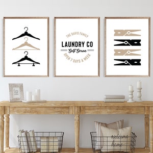 Laundry Room Prints Personalized Laundry Sign Set of 3 Laundry Room Art Prints Laundry Room Decor Wall Art Set Laundry Prints image 1