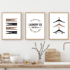 Laundry Room Prints Personalized Laundry Sign Set of 3 Laundry Room Art Prints Laundry Room Decor Wall Art Set Laundry Prints image 4