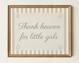 Lámina infantil vintage: Gracias al cielo por las niñas (IMPRESA Y ENVIADA)