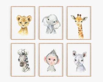 Watercolour Animals, Baby Animal Art Prints, Nursery Wall Art, Animal Prints, Gender Neutral Nursery Decor, Nursery Prints, Kids Room Art