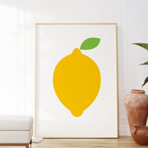 Lemon Wall Art, Mid Century Modern Kitchen Art, Yellow Kitchen Print, Colourful Wall Art, Lemon Print, Kitchen Fruit Print, Colourful Decor image 1