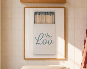 Bathroom Matchbook Print, The Loo Print, Bathroom Wall Art, Vintage Matchbook Art, Aesthetic Bathroom Sign, Powder Room Art, Matches Print