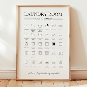 Laundry Room Symbols Print Laundry Room Wall Art Wash Symbols Print Laundry Room Decor Black and White Modern Laundry Print