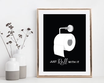 Funny Bathroom Wall Decor Bathroom Print Toilet Paper Roll Bathroom ...