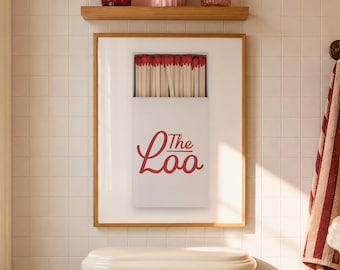The Loo Bathroom Matchbook Print Powder Room Art Bathroom Sign Vintage Matchbook Art Bathroom Wall Art Matches Print Guest Bathroom Sign