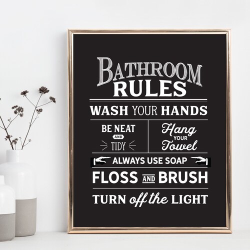 Bathroom Rules Print Bathroom Art Print Vintage Bathroom - Etsy