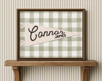 Personalized Nursery Name Sign Kids Name Pennant Banner Vintage Pennant Wall Art Custom Baby Name Print Personalized Baby Shower Gift Idea