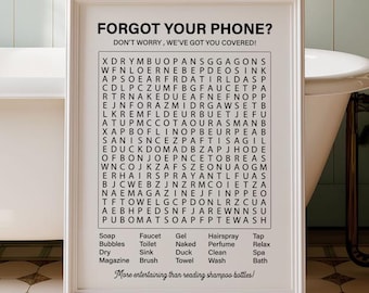 Bathroom Word Search Print Funny Bathroom Print Restroom Wall Art Toilet Humour Print Guest Bathroom Sign Bathroom Art Powder Room Decor