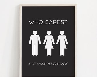 Unisex Bathroom Sign Funny Bathroom Print Unisex Bathroom | Etsy