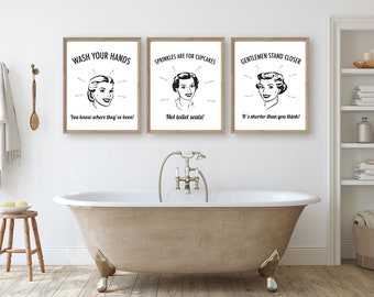 1950s Bathroom Art Etsy