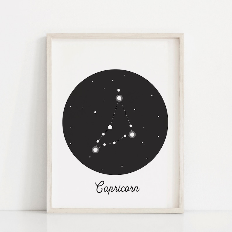 Capricorn Print, Capricorn Constellation, Zodiac Art Print, Astronomy Art, Constellations, Modern Art Print image 1