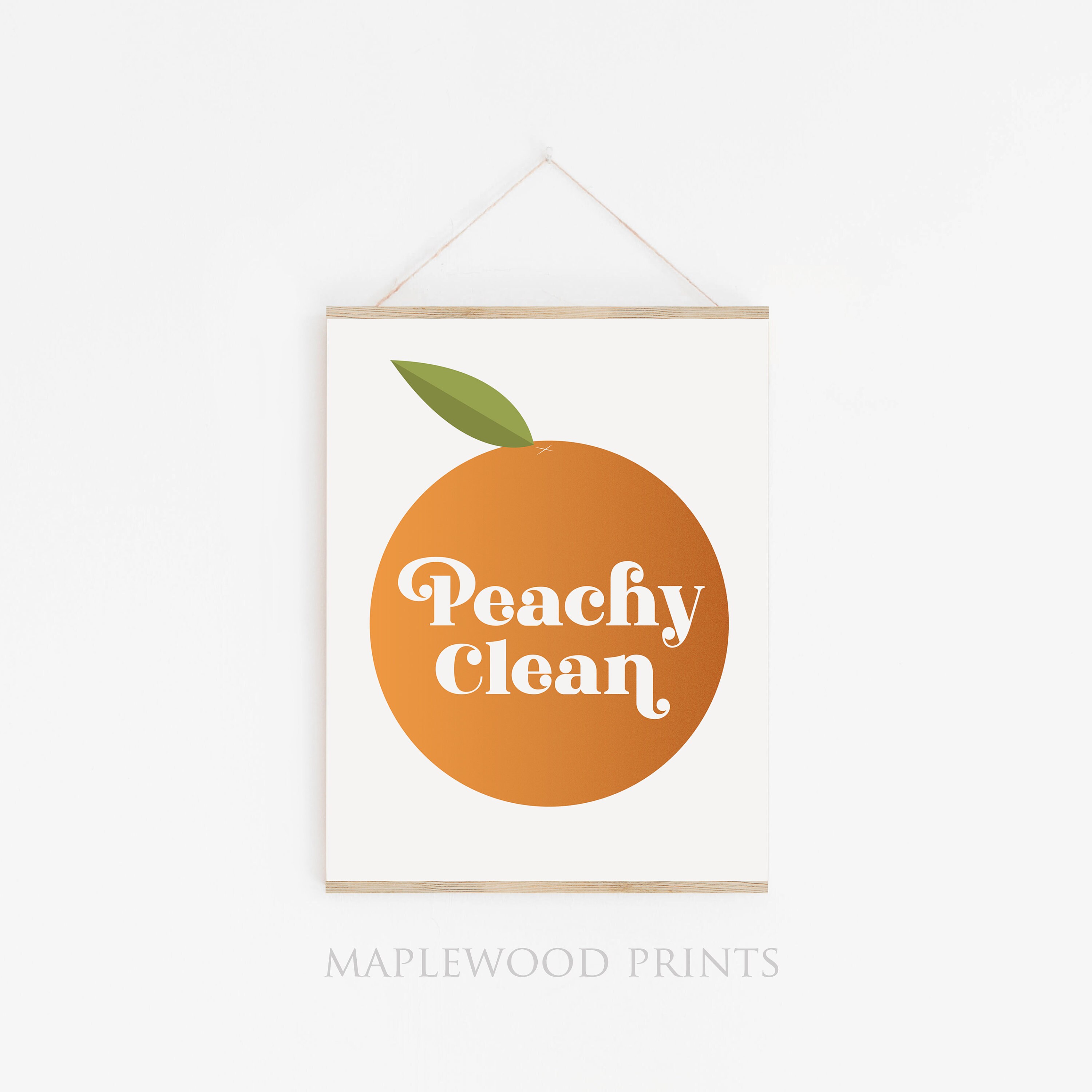 Peach Bathroom Art Peachy Clean Peach Decor Peach Print Etsy