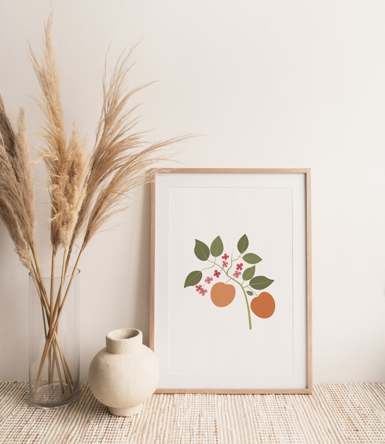 Kitchen Fruit Prints, Avocado Print, Lemon Wall Art, Peach Print, Fruit Wall Art, Kitchen Art, Kitchen Prints, Kitchen Botanical Art image 3