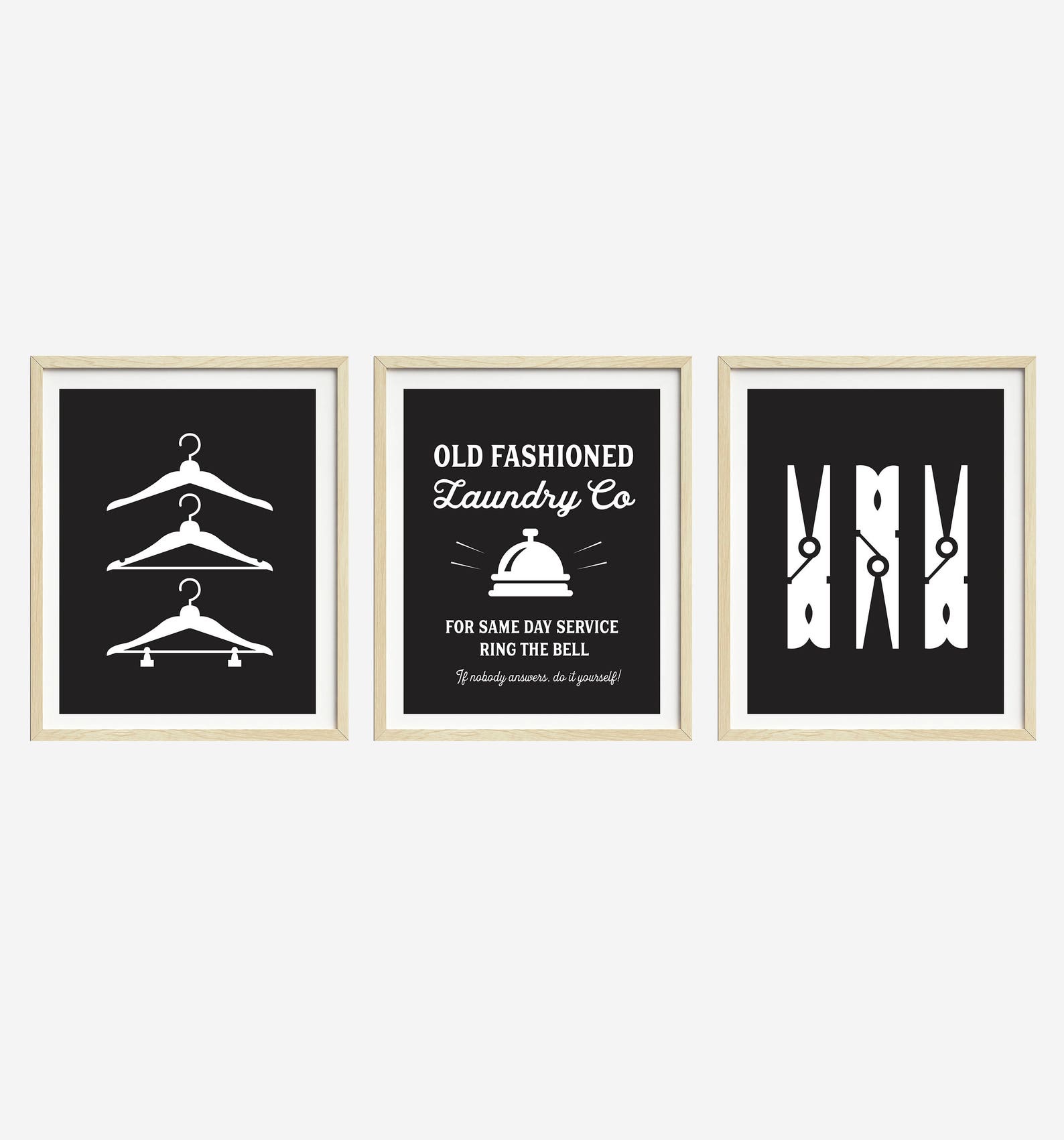 Vintage Laundry Prints Set of 3 Prints Black and White Etsy Canada