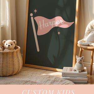 Personalized Baby Name Print, Custom Pennant, Kid's Name Print, Personalized Nursery Art, Baby Name Print, Script Baby Name, Kid's Room Art image 8