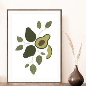 Kitchen Fruit Prints, Avocado Print, Lemon Wall Art, Peach Print, Fruit Wall Art, Kitchen Art, Kitchen Prints, Kitchen Botanical Art image 5