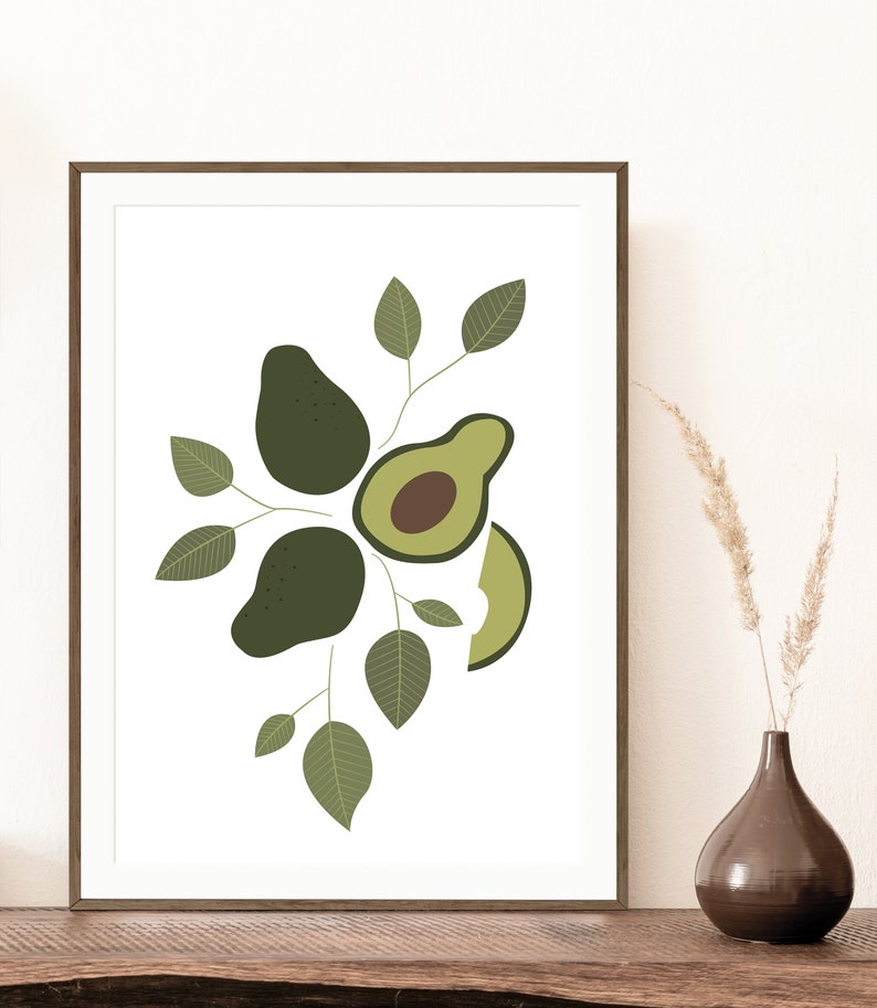 Kitchen Fruit Prints, Avocado Print, Lemon Wall Art, Peach Print, Fruit Wall Art, Kitchen Art, Kitchen Prints, Kitchen Botanical Art image 5