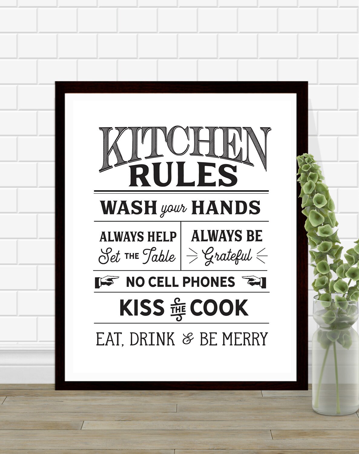 Kitchen Rules Kitchen Wall Art Typography Minimalist Art Etsy