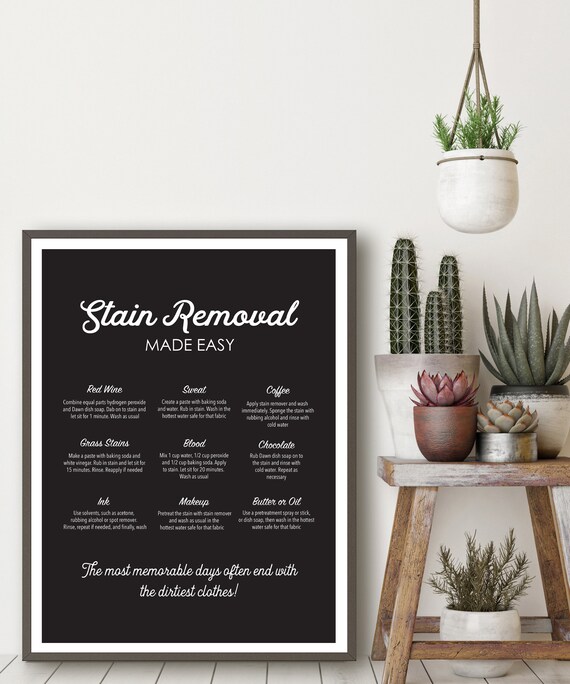 Laundry Room Art Stain Removal Print How To Remove Stains Etsy