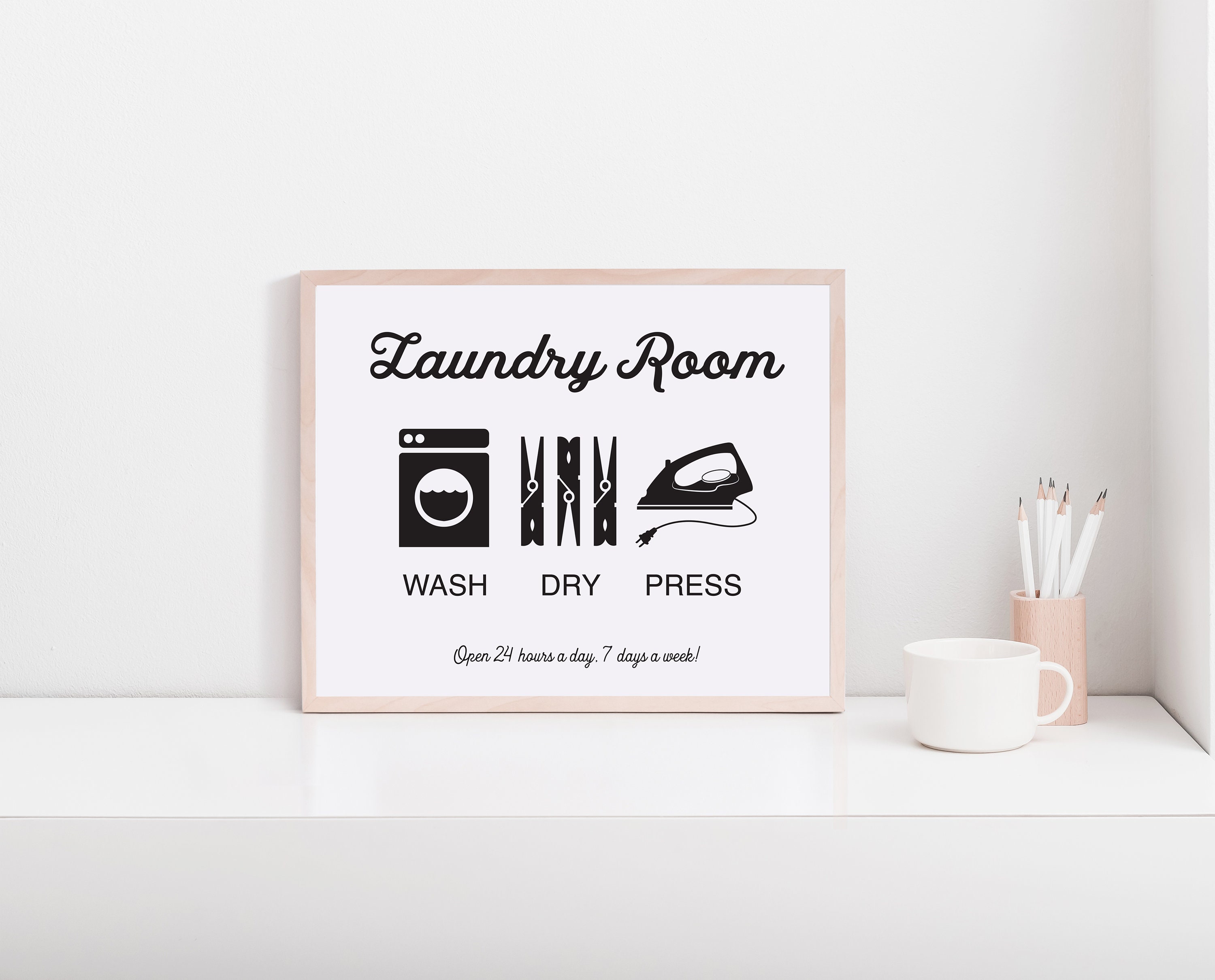 Laundry Room Sign Black and White Laundry Room Art Wash Dry | Etsy