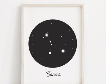 Cancer Print - Cancer Constellation, Zodiac Art Print, Horoscope Art, Constellations, Modern Art Print