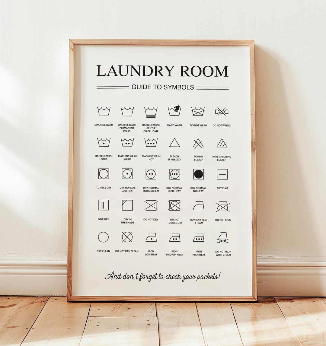 Laundry Room Symbols Print Laundry Room Wall Art Wash Symbols Print ...