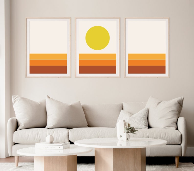 70s Art 1970s Art Mid Century Modern Art, Abstract Sunset Prints, Sunset Art, 70s Decor, Mid Century Modern Decor, Sunset Prints image 1