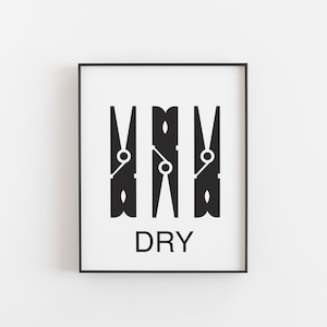 Wash Dry Press Prints, Laundry Room Art, Laundry Print Set, Black and White, Laundry Room Signs image 4