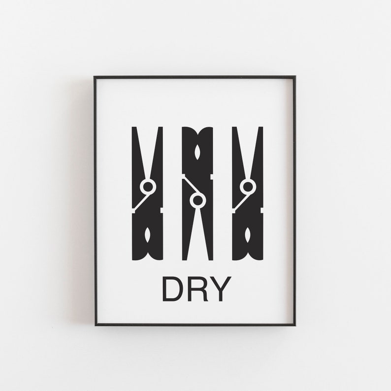 Wash Dry Press Prints, Laundry Room Art, Laundry Print Set, Black and White, Laundry Room Signs image 4