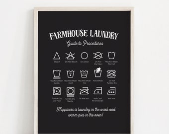 Farmhouse Laundry, Laundry Sign, Laundry Room Art, Laundry Symbols, Farm Decor, Farmhouse Rules Art Print