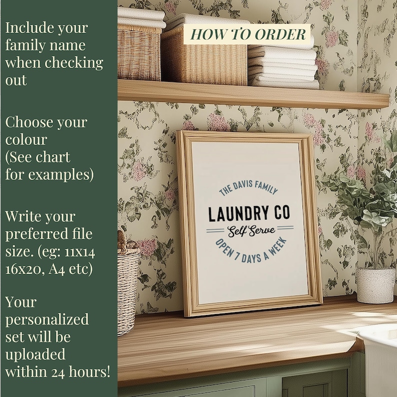 Laundry Room Prints Personalized Laundry Sign Set of 3 Custom Laundry ...