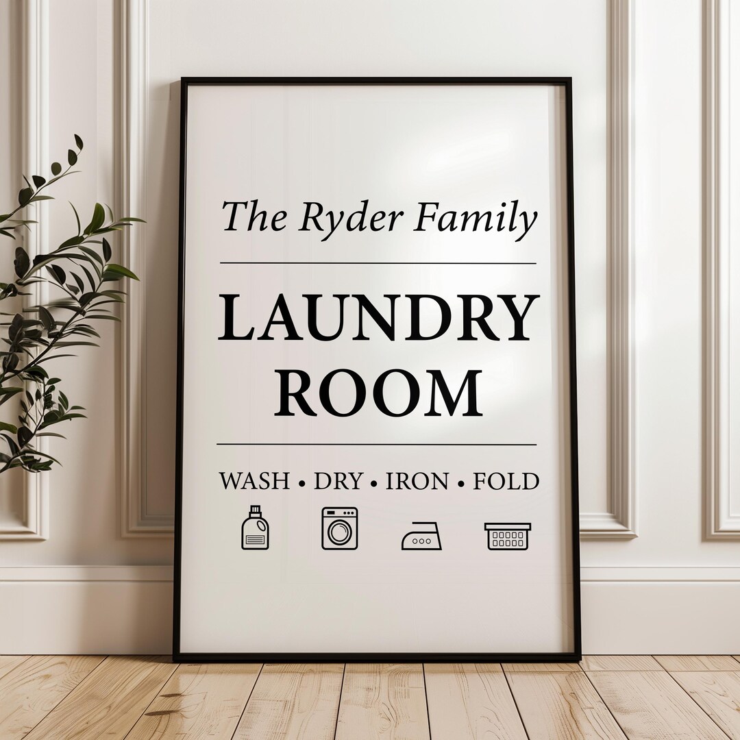 Personalized Laundry Room Wall Art, Laundry Room Sign, Custom Family ...