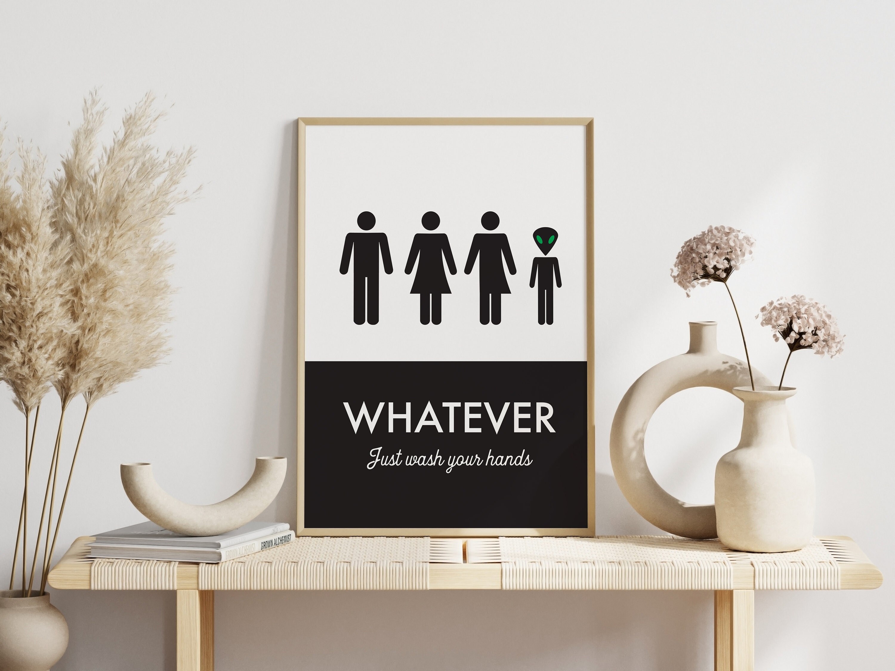 Unisex Bathroom Sign, Funny Bathroom Print, Unisex Bathroom, Family B…