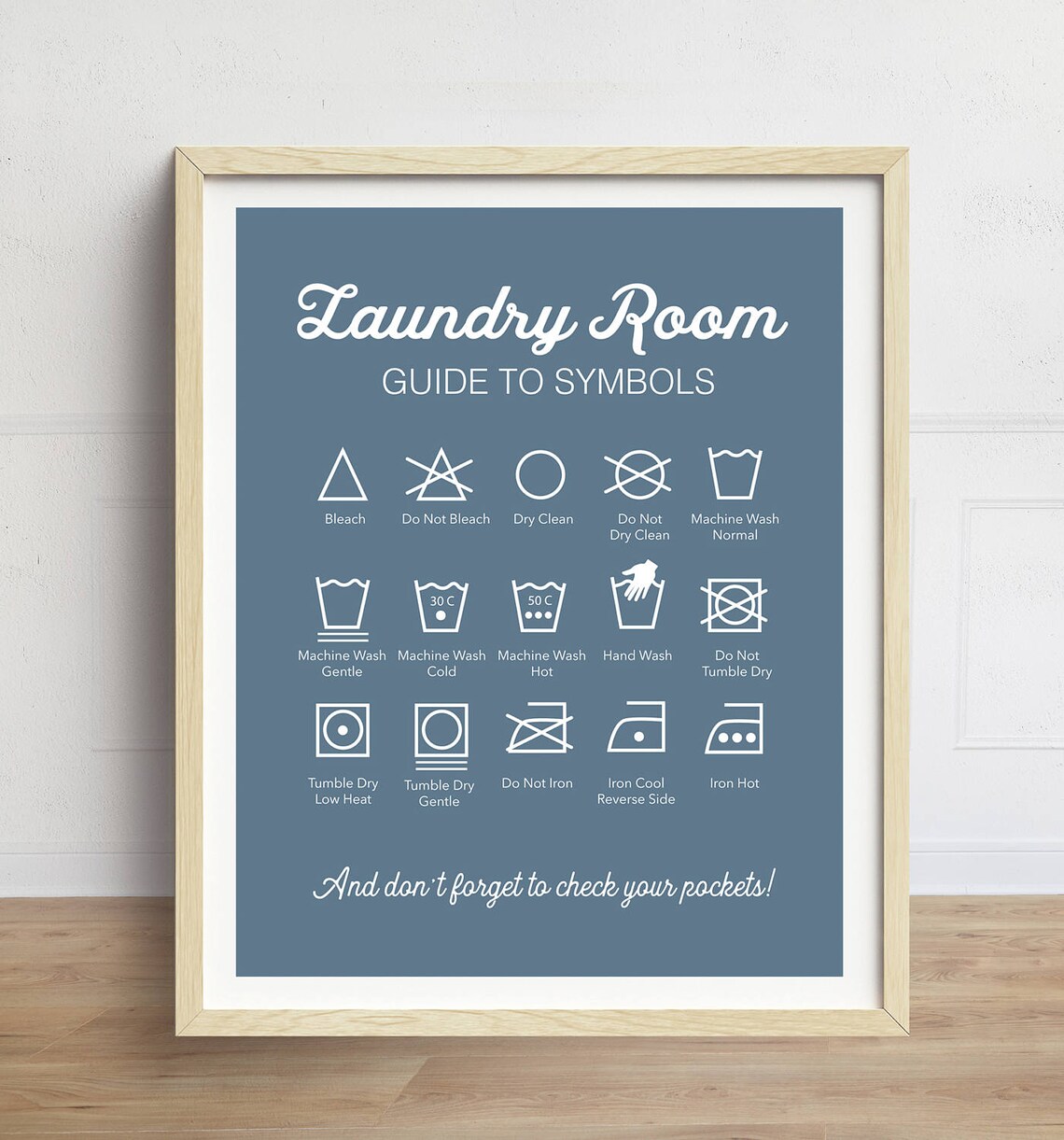 Blue Laundry Prints Laundry Symbols Laundry Schedule Print Etsy
