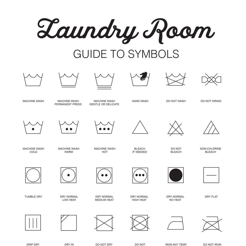 Laundry Symbols Print Laundry Instructions Washing - Etsy UK