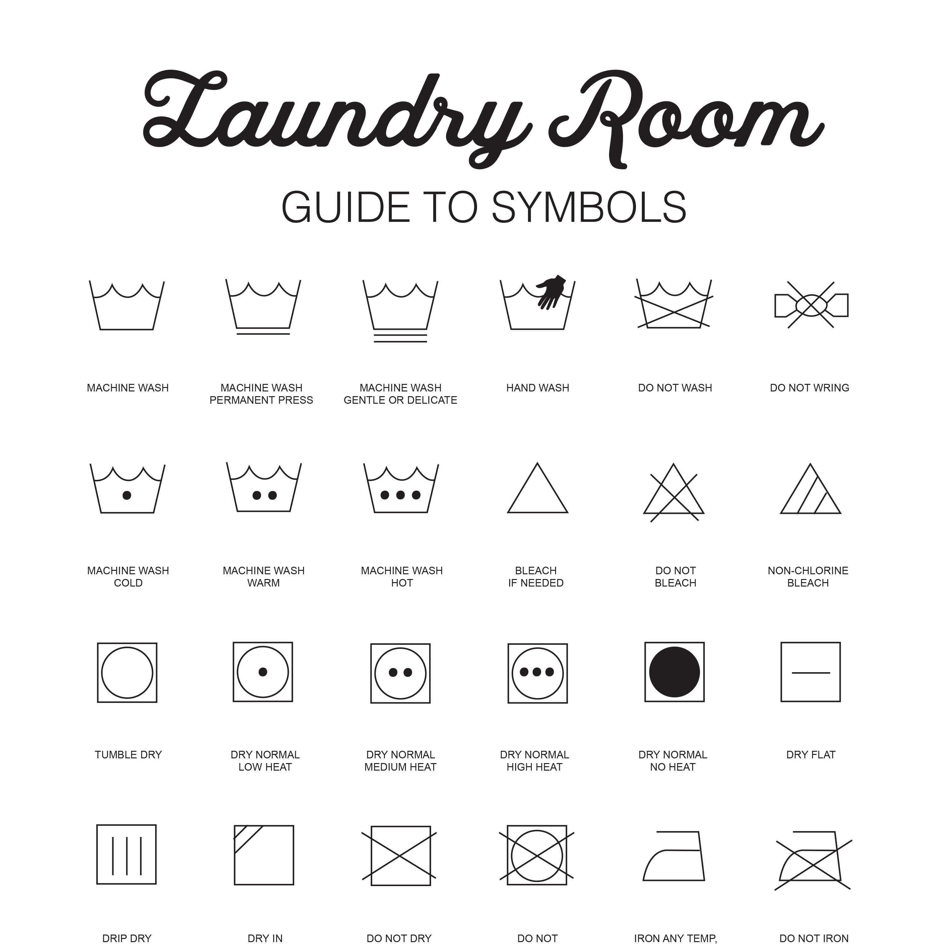 Laundry Symbols Print Laundry Instructions Washing | Etsy Canada