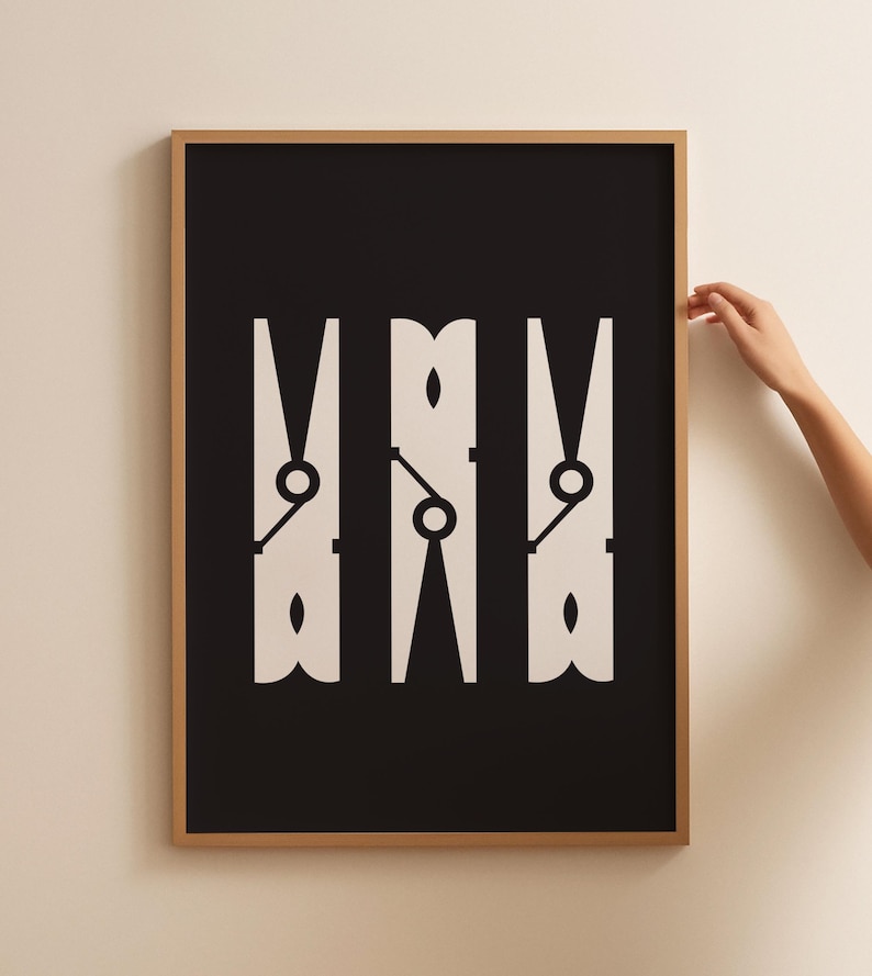 Laundry Room Print, Clothespins Print, Clothespin Art Print, Laundry ...