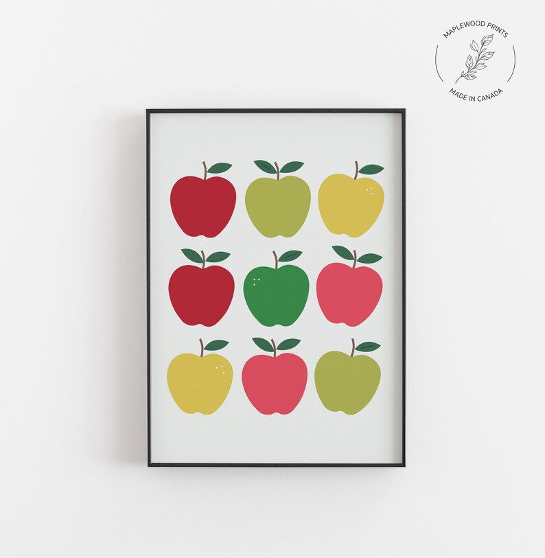 Apple Print Skandinavisches Dekor Nordisches Design Mid Century Modern Küche Wandkunst Küchendruck Apple Art Print Bild 1