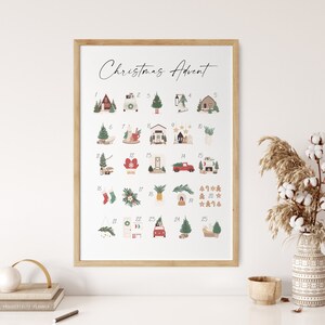 Christmas Advent Calendar Print Christmas Decor Holiday Decor Christmas Print Christmas Art Print Advent Calendar Wall Art image 4